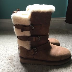 Ugg Fuzzy Buckle Winter Boots Light Brown